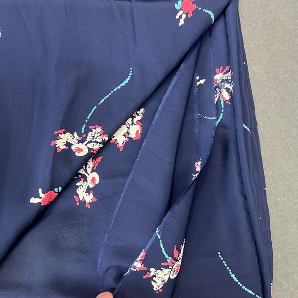 Navy Blue Rayon Batik Floral Print Fabric 42" W x 2yd 30" L - Picture 3 of 4